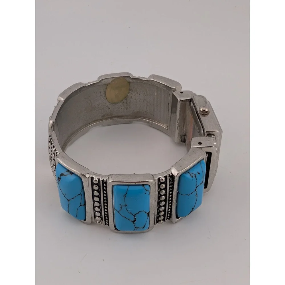 Geneva Platinum Women's Southwest Turquoise Watch Bangle Band- New Battery